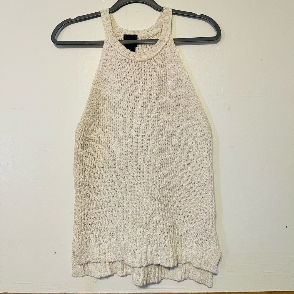 Elegant Knit Halter Top in Cream